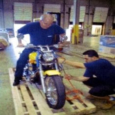 Securing the motorcycle to the pallet