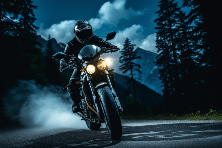Riding Motorcycle at Night